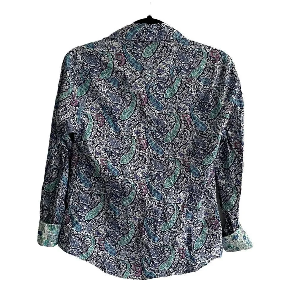 LIBERTY ART FABRICS Lord & Taylor Cotton Floral Print Button Front Shirt XS